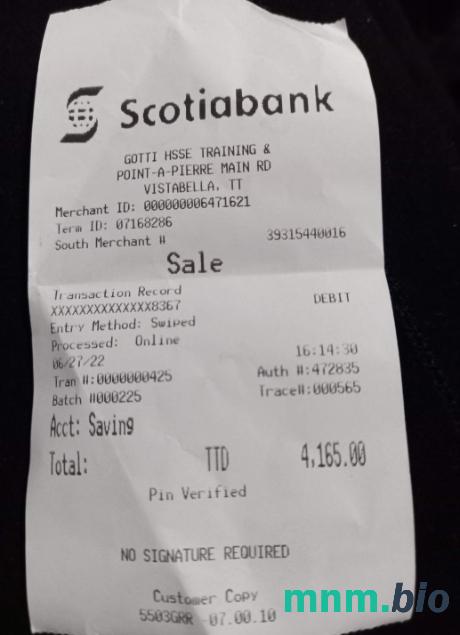 Kanada Scotiabank szablon pokwitowania płatności PSD